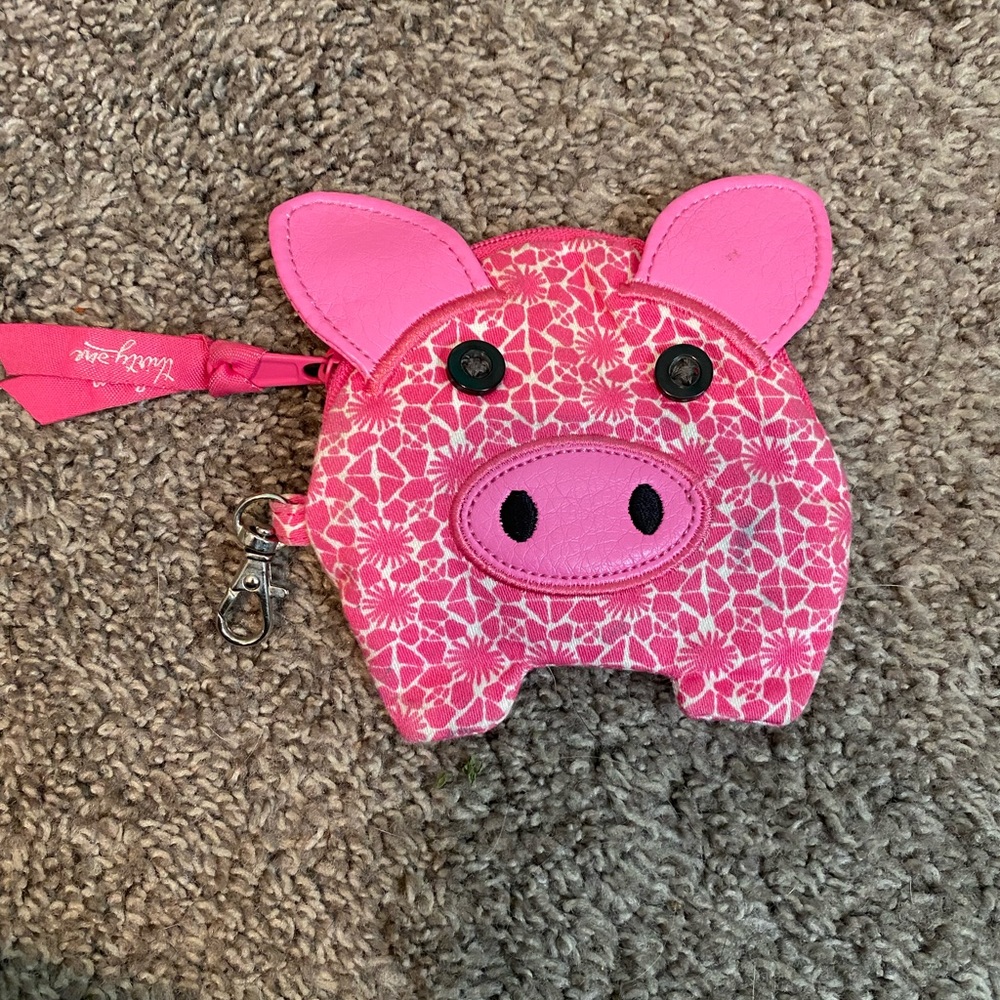 Thirty-One brand pink pig coin purse wallet